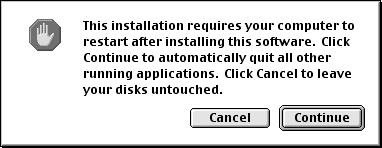 Getting Connected and Installing Drivers (Macintosh) fig.05-20e_30 5 If a message like the following is displayed, click [Continue].