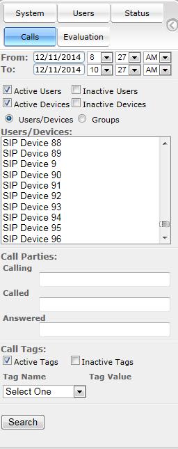 Call Recording Solution 6.16 Managing Calls This section shows how to manage calls. They're managed under the Calls tab in the Search Calls Navigation screen, shown and described below.