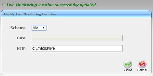 Call Recording Solution When the Live Monitoring Location has been successfully updated, a confirmation