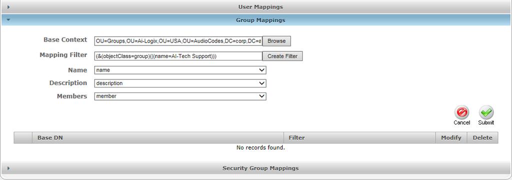 Call Recording Solution Figure 6-62: User Mappings - Group Mappings 9.