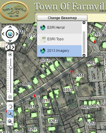 Under Change Basemap, the user can toggle between 4 different basemaps including imagery. The navigation tools for the site on the left allow the user to move around the map.