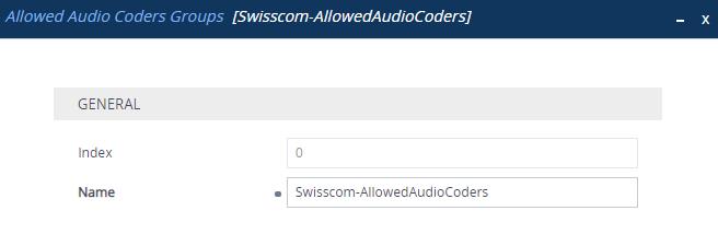 Configuration Note 4. Configuring AudioCodes SBC Figure 4-22: Configuring Allowed Coders Group for Swisscom SIP Trunk 3.