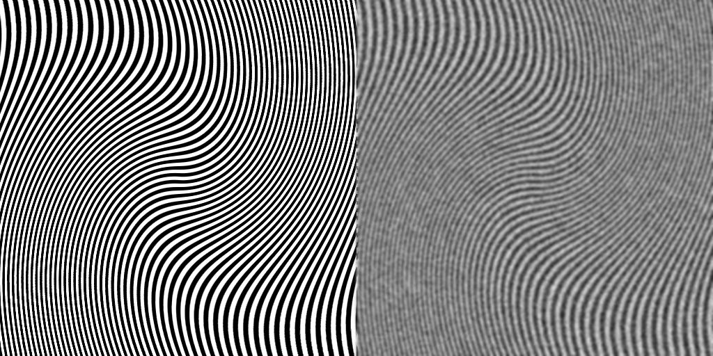 Moire example 15 Moire patterns Noise + gaussian blur (no moire