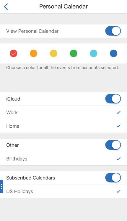 1: View your personal and work calendars in one place 1. Open Settings Settings Resulting calendar view 2.