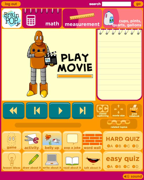 Movie Topic Page Interface For every movie the following resources are available to support student learning about the topic.