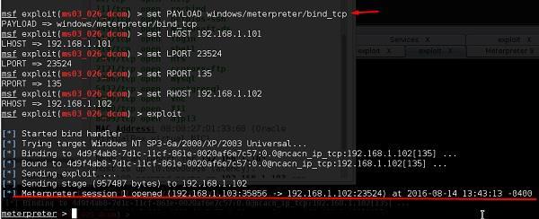To set the payload that we want, we will use the following command set PAYLOAD payload/path Set the listen host and listen port (LHOST, LPORT) which