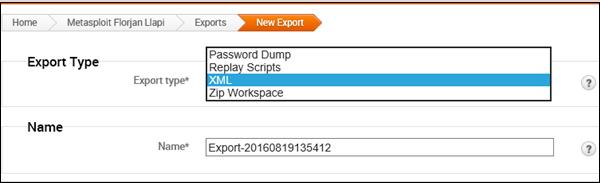ZIP Workplace A zip that contains an XML export and any loot files, report files, and tasks logs. At Export Type, enter a file name for the export data.