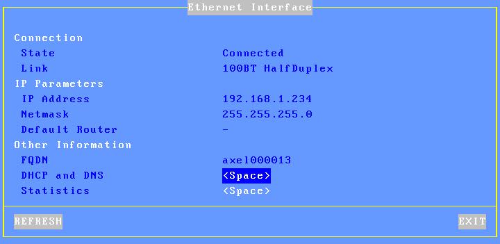 1 - Ethernet Interface a) State The following information is displayed when selecting the
