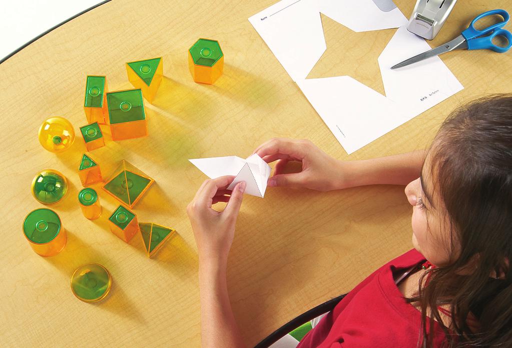 group) Introduce the problem. Then have students do the activity to solve the problem. Distribute solids, Net Patterns, paper, pencils, scissors, and tape to students.