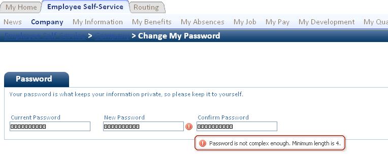 Change the new password to conform to the requirements