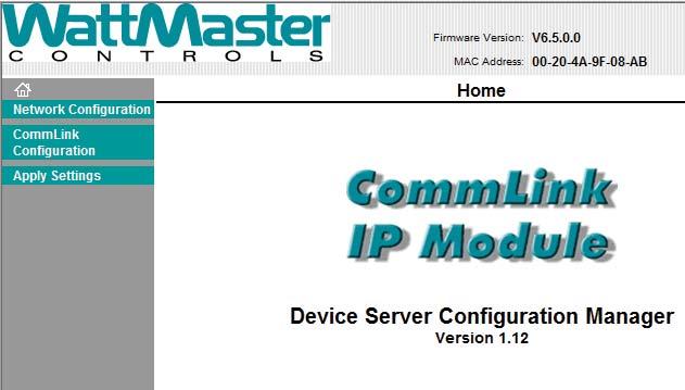 CommLink Configuration Changing the IP Address of the CommLink 3.) Click <Network Configuration> found in the menu bar on the left side of the web page.