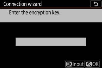5 Enter the encryption key. When prompted to enter the encryption key for the wireless router, press J and enter the key as described below.