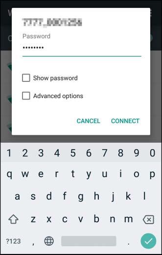 Enter the SSID and password displayed