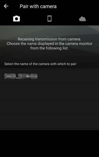 3 Android device: Choose the camera. Tap the camera name. 4 Camera/Android device: Check the authentication code.