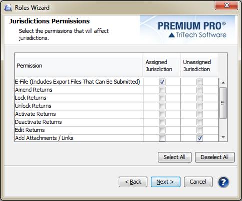 Premium Pro Workbook Since you can assign specific jurisdictions to certain users, you may want to differentiate a user s permissions to perform tasks based on assignment.