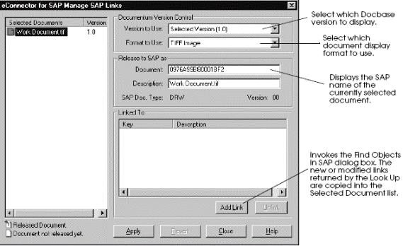 Using the Manage Component Figure 2. Content Services Manage SAP Links dialog box 4. Click Add Link.
