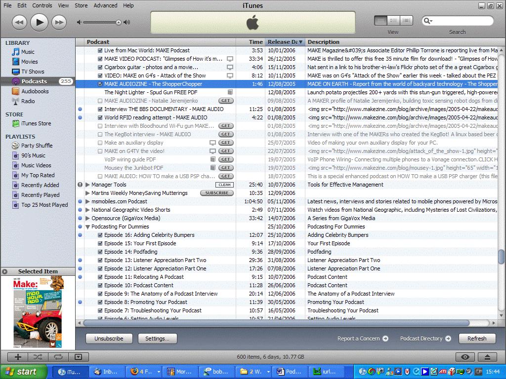 itunes Player Listening to Podcasts When you have subscribed to one or a collection of podcasts, you need to know how to play them, download any back issues, and even unsubscribe. Figure 15.