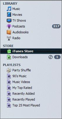 1. Start itunes 2. From the left hand menu, select itunes Store Figure 2. itunes left hand menu 3.