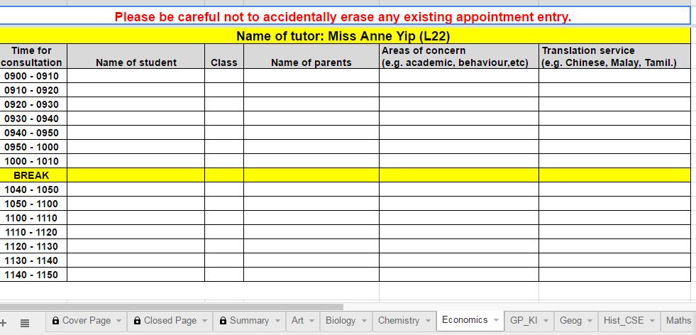 Instructions to parents on how to sign up for the Parent-Teacher Meeting (PTM) Step 1: The sign-up sheet will only be accessible when the sign-up period starts.