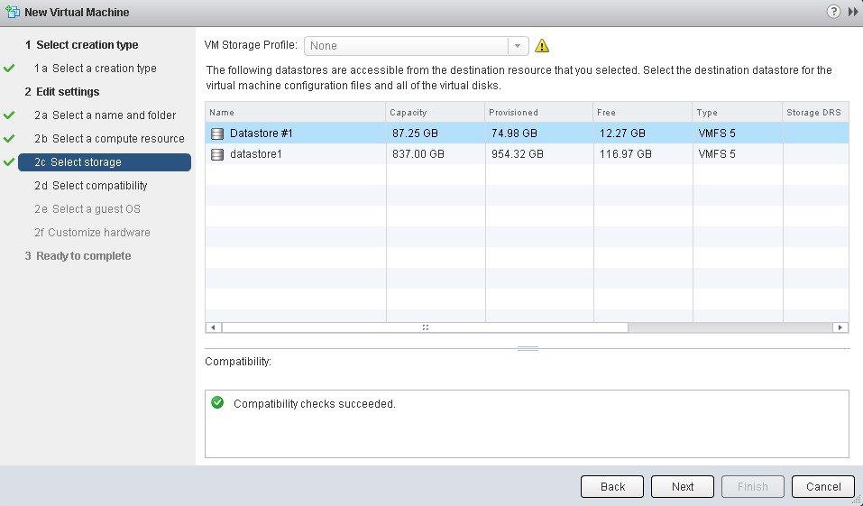 Configuring a Virtual Machine Using vsphere Web Client Figure 13: Select Storage Click Next to proceed to