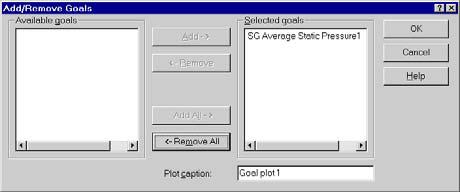 Monitor the Solver COSMOSFloWorks 2004 Tutorial 2 Double-click the SG Average Static Pressure1 in the Available goals list and click OK.