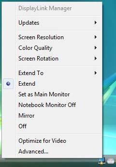 or use the icon in the system tray that looks like a monitor as below.