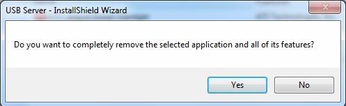 Select USB Server and click Uninstall or Remove. 3.