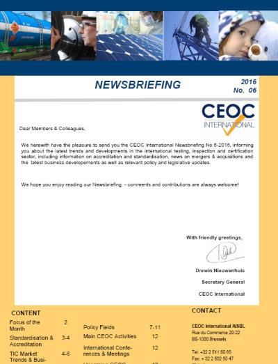 1. CEOC INTERNATIONAL IN BRIEF CEOC INTERNATIONAL - THE VOICE OF INDEPENDENT 3RD PARTY INSPECTION CEOC International is a European trade association representing 29 members from 18 countries.