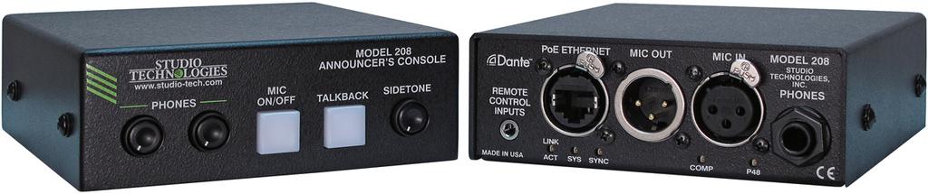 Introduction The Model 208 Announcer s Console offers a unique combination of analog and digital audio resources for use in broadcast sports, esports, live event, entertainment, and streaming