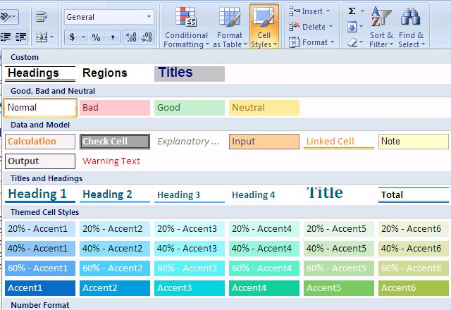 Using Excel Styles for Formatting Excel also has styles that can be applied to your file.