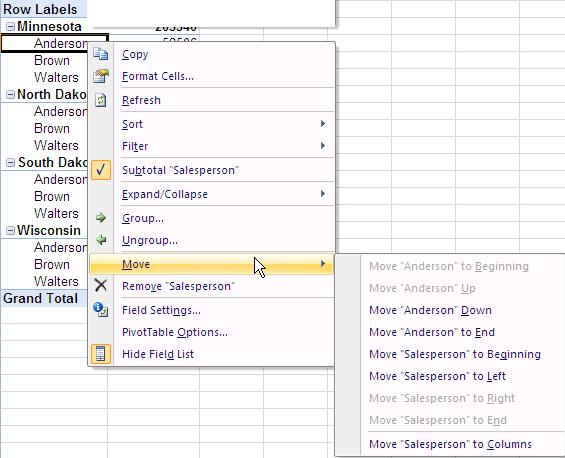 Modifying a Pivot Table A pivot table is very easy to modify and restructure, and there are a variety of ways to do so.