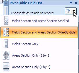 Using Field List Options to Modify a Pivot Table You can also change the layout of the field list on the right-side of the screen to modify your