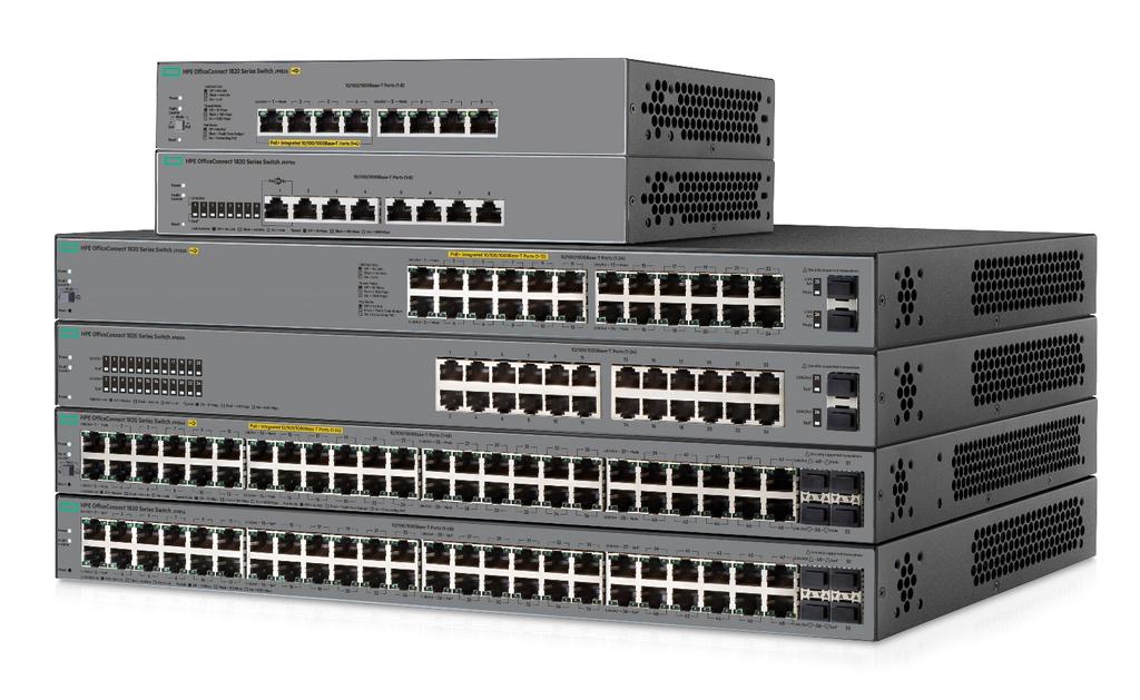 Overview Models HPE OfficeConnect 1820 8G Switch HPE OfficeConnect 1820 8G PoE+ (65W) Switch HPE OfficeConnect 1820 24G Switch HPE OfficeConnect 1820 24G PoE+ (185W) Switch HPE OfficeConnect 1820 48G