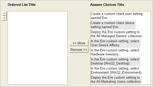 Correct Answer: /Reference: Answer: 1. Create a custom client device setting named Env. 2. In the Env custom setting, select Hardware Inventory. 3.