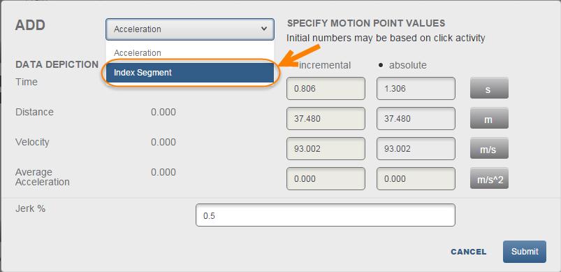 6. In the Add Point dialog box, change the segment type to Index Segment. 7.