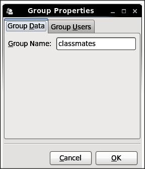 Modifying Group Properties 1. Select the group from the group list by clicking on its name. 2. Click Properties from the toolbar or choose File Properties from the dropdown menu. 3.