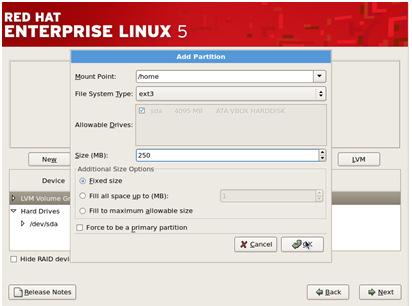 Also, create a swap partition by clicking on New and then choosing the filesystem as swap and also give the size of