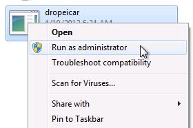 Run Dropeicar From the download location right click on Dropeicar.exe and run as administrator.