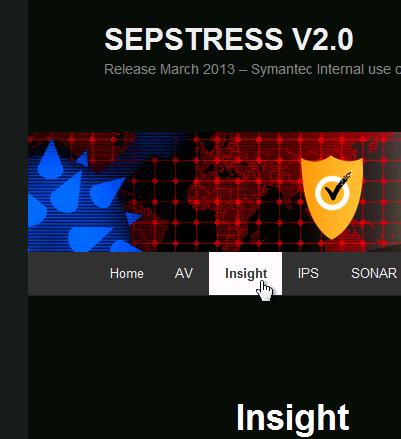 Insight (reputation) testing From the SEPStress site in Internet explorer select the insight tab.