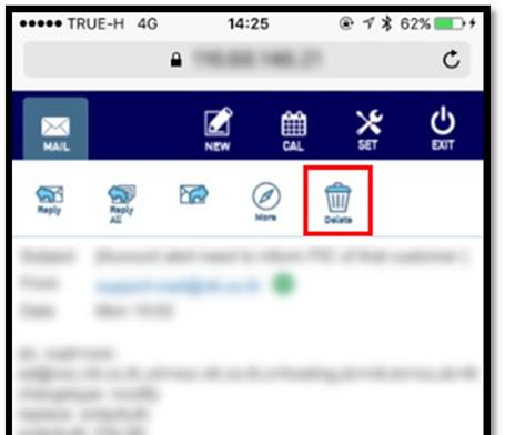 20 Chapter 3.7: Delete Messages The selected message(s) can be deleted from the current folder by clicking the Delete icon in the toolbar.