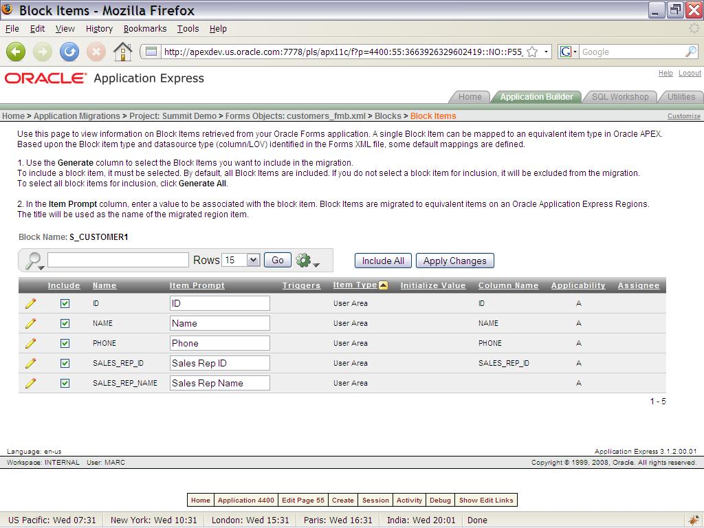 Forms to APEX Conversion Process Blocks mapped to APEX form pages contain form