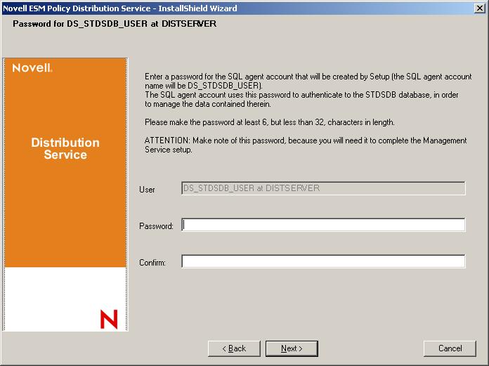 Step 4: Enter the password for the Policy Distribution Service agent.