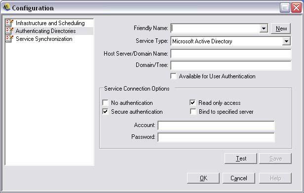 Adding Directory Services Step 1: Click the Options button on the login screen, The Configuration window will display.