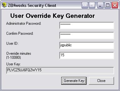 Override-Password Key Generator Productivity interruptions that a user may experience due to restrictions to connectivity; disabled software execution; or access to removable storage devices are