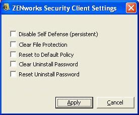 Settings Administrators can adjust the settings for the ZENworks Security Client without having to perform a reinstall of the software.