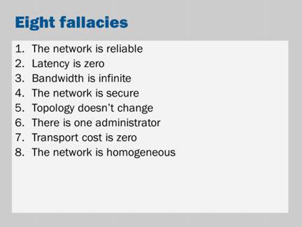 These are listed as classic fallacies that programmers new to distributed computing are said to be prone to make.