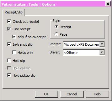 Figure 7 Fine Receipt in Tools Options G. In-Transit for Hold Slips In 4.