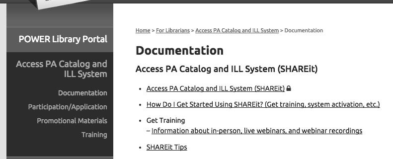 To keep informed Access PA SHAREit Documentation: