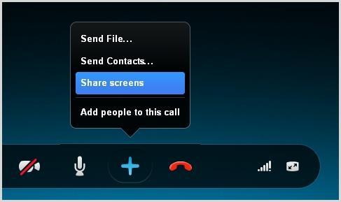 You can share your screen with one Skype contact at any time during a voice