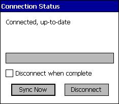Pocket PC Setup LP-E Card Applet 17 Your Pocket PC begins the synchronizing process. When synchronizing is complete, the following screen appears.